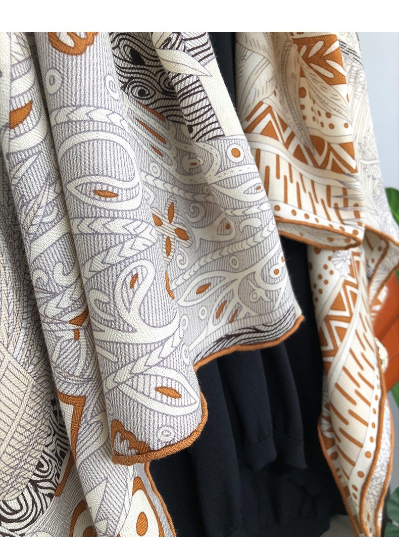 jedmviss 品牌丝巾女真丝羊毛大方巾办公室空调围巾披肩两用轻奢洋气