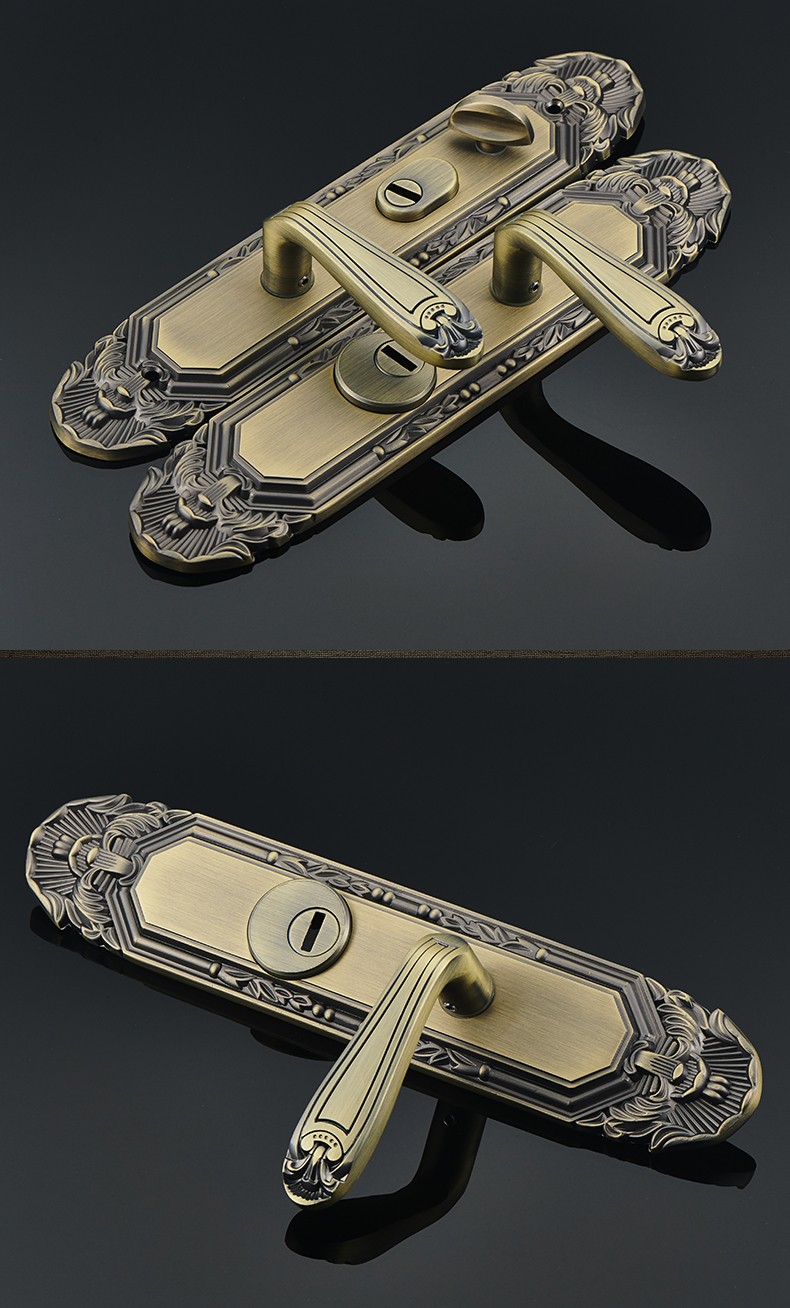 格林美域欧式大门锁纯铜防盗门锁套装全铜子母门入户实木门锁红古铜左