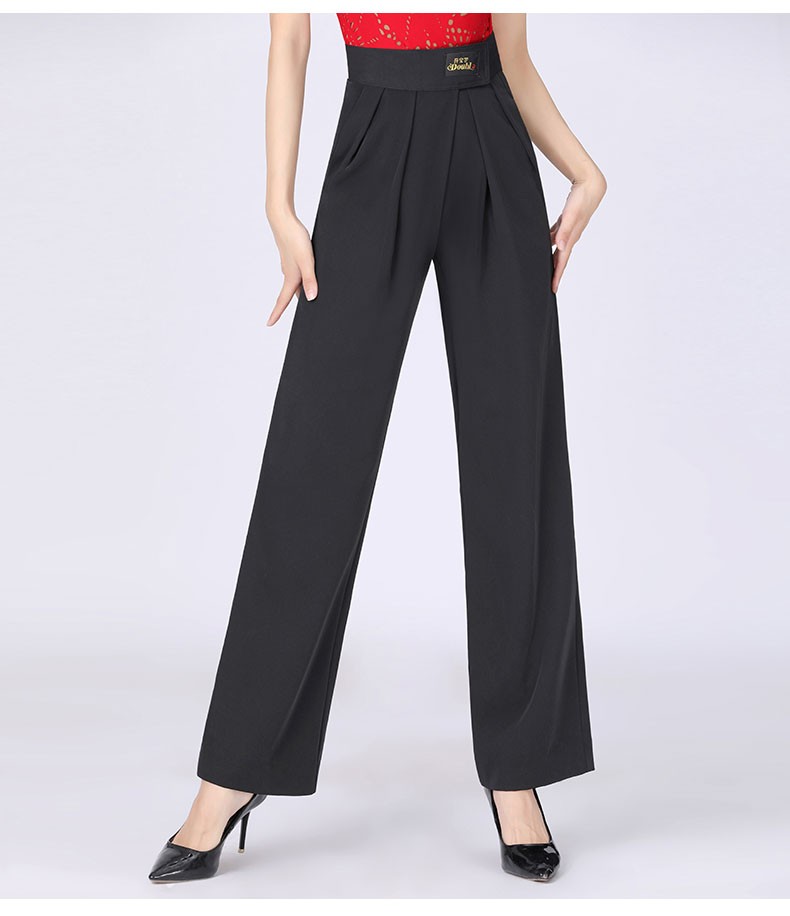 丹宝罗doubl拉丁舞长裤摩登女裤魔术贴拉丁裤女高腰舞裤裤子国标舞