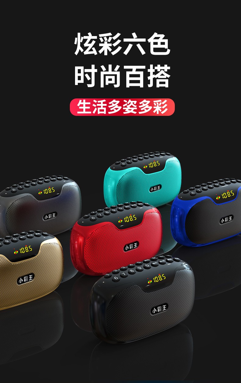 小霸王多功能老年人收音机蓝牙音箱d100红色官方标配