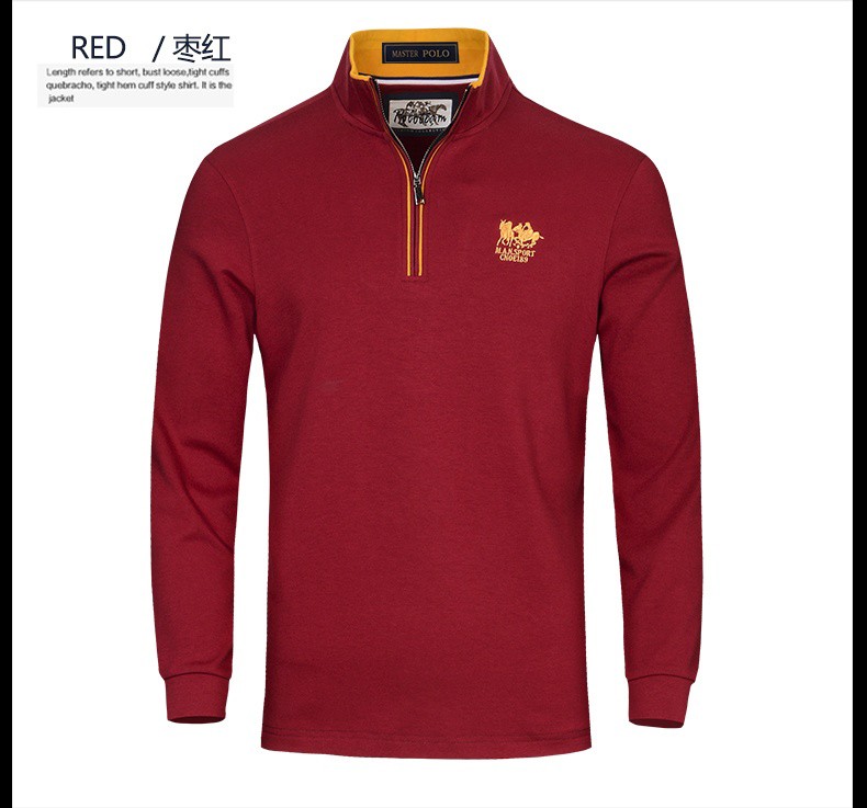 美国保罗t恤衫长袖男士秋季新款polo领中年商务大马标高档品牌男装