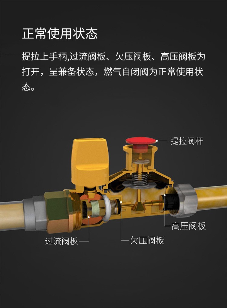 超压欠压超温保护燃气阀门自闭阀铜材质4分内丝宝塔插口防火自闭阀