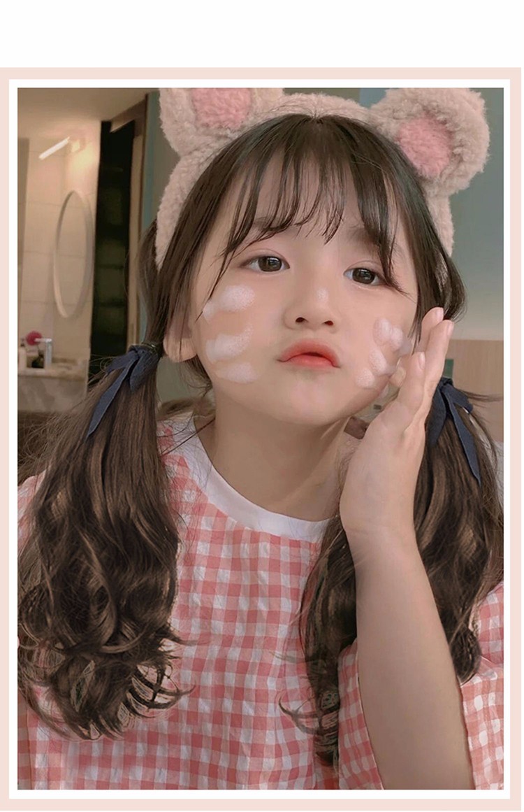 双马尾假发女夏季儿童头饰甜美可爱绑带式长卷发自然高马尾假辫子自然