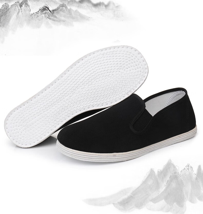 温罗迪老北京布鞋男柔软透气吸汗养脚传统手工千层布底防滑耐磨聚氨酯