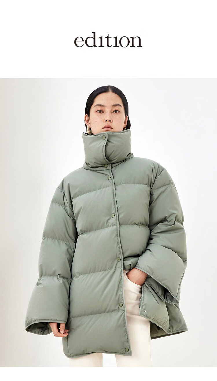 edition廓形泡芙羽绒服女高领宽松鹅绒外套 浅卡其色 s/160【图片