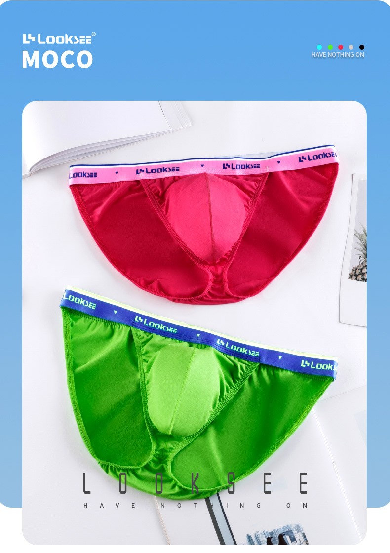 鹭珂鸶looksee子弹高叉男士运动内裤三角裤低腰个性感潮u凸透气纯色木