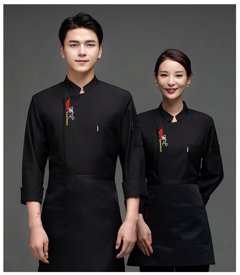 厨师工作服长袖中国风酒店餐饮饭店厨房厨师衣服食堂厨师服秋冬季工装