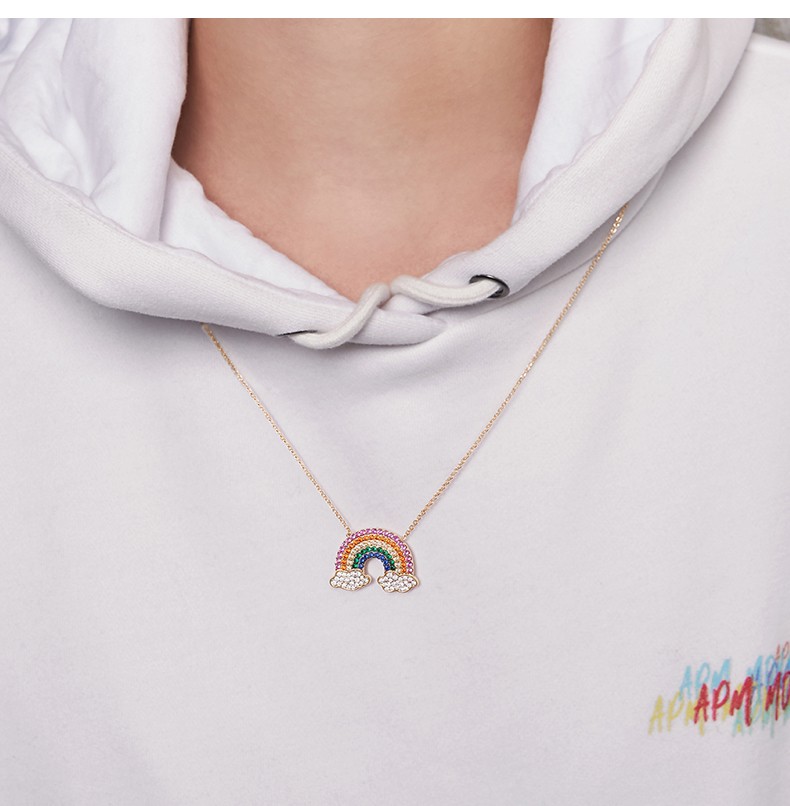 apm monaco【国际买手代购】彩虹银项链尊享免息锁骨链时尚饰品 链