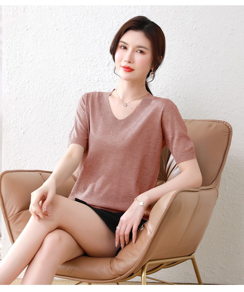 衫女宽松薄款短袖t恤女2022夏季新款冰丝上衣鸡心领半袖打底衫灰色m