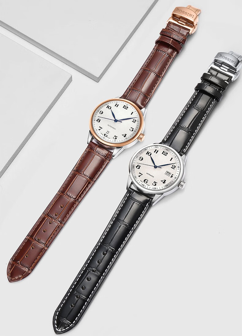 罗西尼表带男真皮代用原装启迪勋章典美live雅尊商务等系列蝴蝶扣女