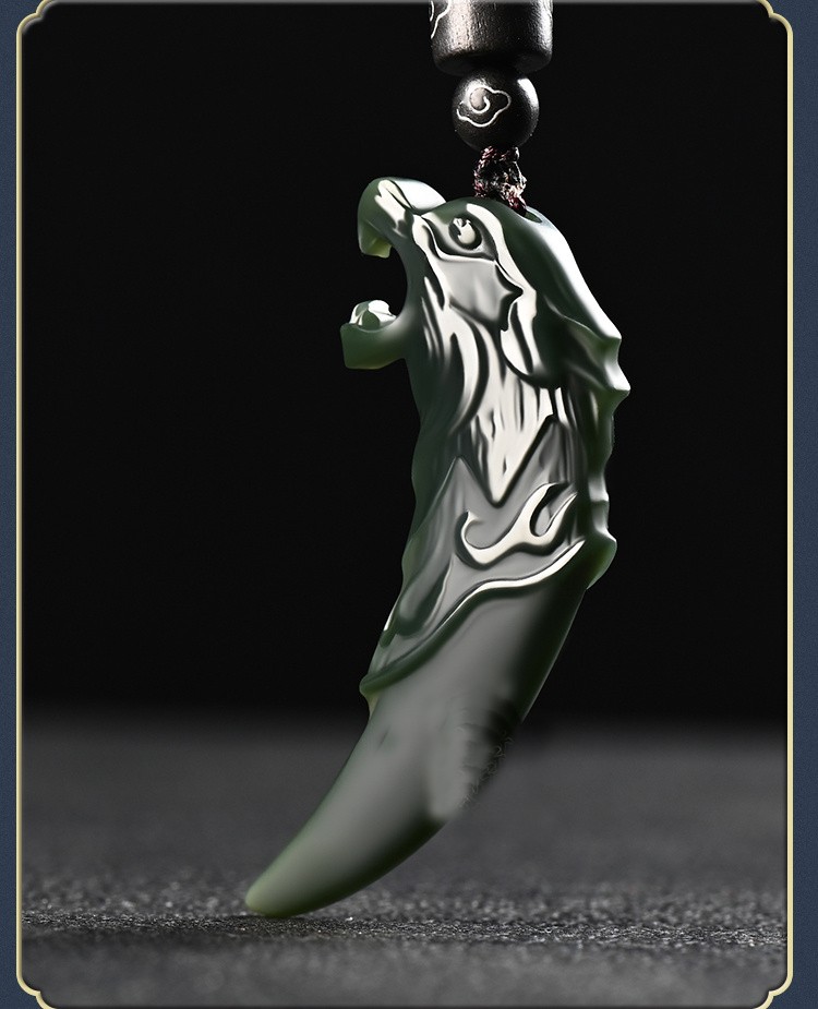 和田玉狼牙玉坠新疆青玉细料男士女士玉吊坠双面雕刻玉石挂件玉佩享耀