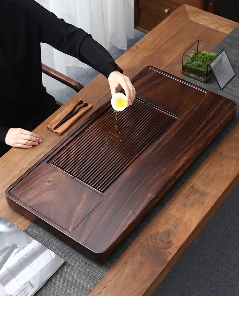 承韵尚樽 轻奢中式复古现代胡桃木功夫茶具茶盘家用办公简约高档排水