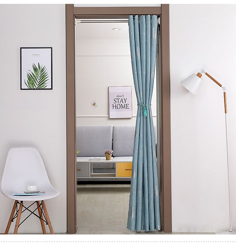 定制布艺门帘隔断帘免打孔家用卧室北欧遮光空调防冷气隔断帘厨房防