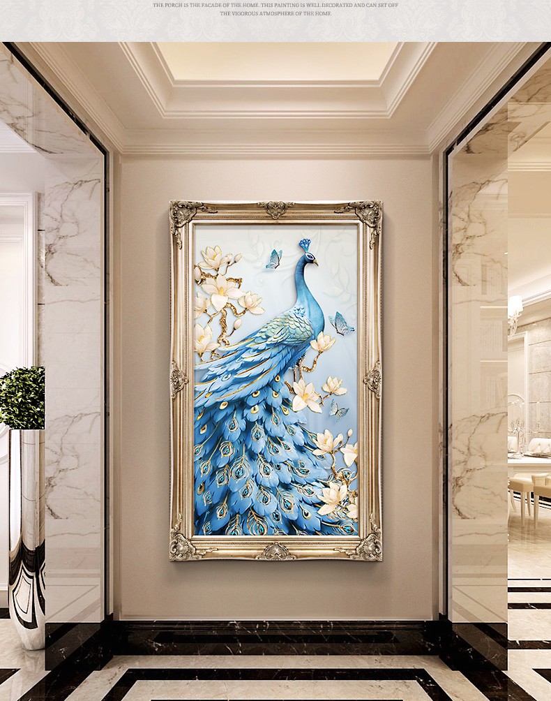 贝伊乐手绘玄关油画欧式装饰画美式艺术挂画入户进门处客厅餐厅书房