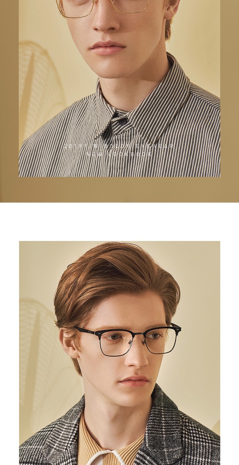 暴龙近视眼镜男女新款复古可配防蓝光眼镜框商务光学架bj6036b11黑色