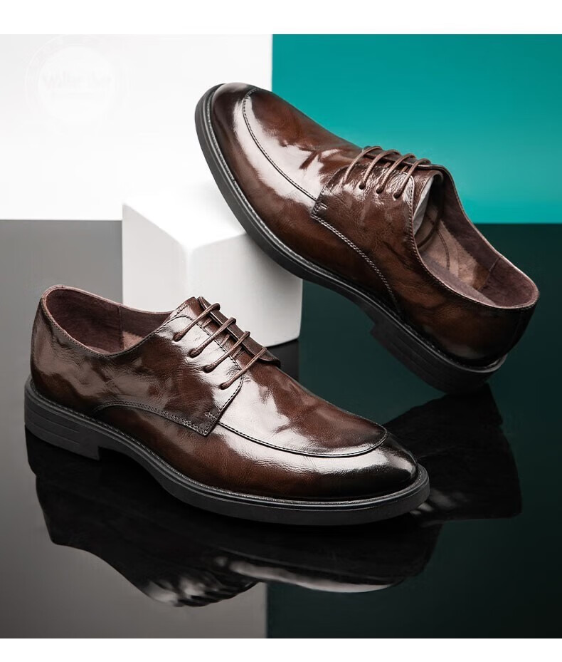 奥卡索(walker shop)正装鞋男【手抓纹胎牛皮】秋季透气商务休闲皮鞋