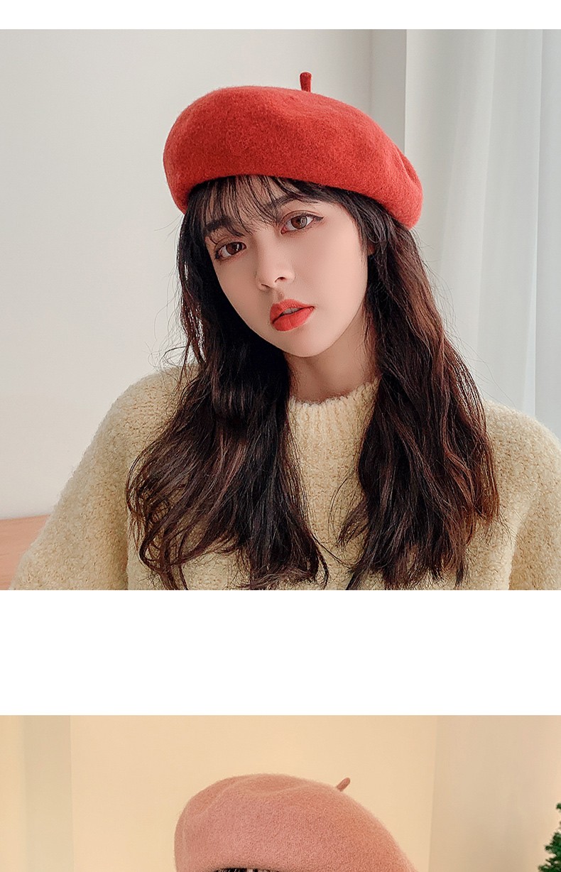 yunsijun【情人节礼物】时尚洋气贝雷帽女2021秋冬新款羊毛呢日系画家