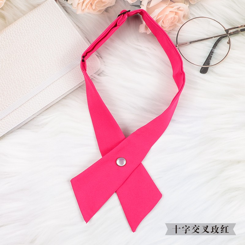 十字交叉蝴蝶结领结领花衬衫校服女生男式学生十字交叉墨绿领结