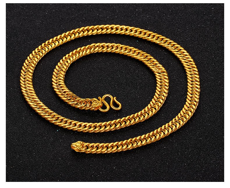 七夕礼物喜金珠宝黄金马鞭项链男足金999简约豪华实心显宽老板金链子