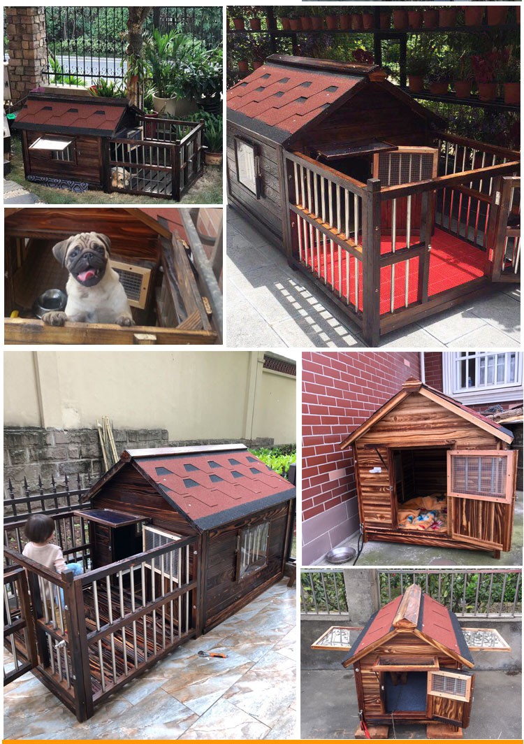王太医狗屋户外防水实木狗窝中大型犬金毛狗窝房夏防雨室外狗屋宠物