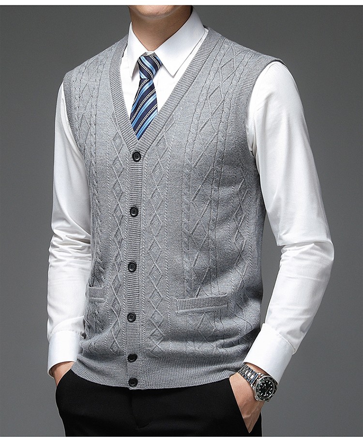 北极绒开衫马甲男羊毛背心毛衣坎肩男士毛线针织毛马夹无袖开襟毛衫内