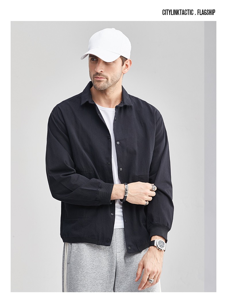 托米狮丹(tomiliold)夹克男新款潮流翻领薄款休闲外套男百搭帅气男装