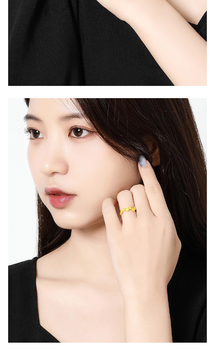 母亲节礼物梦金园黄金戒指5g足金雏菊金戒指食指戒尾戒女款送老婆女友