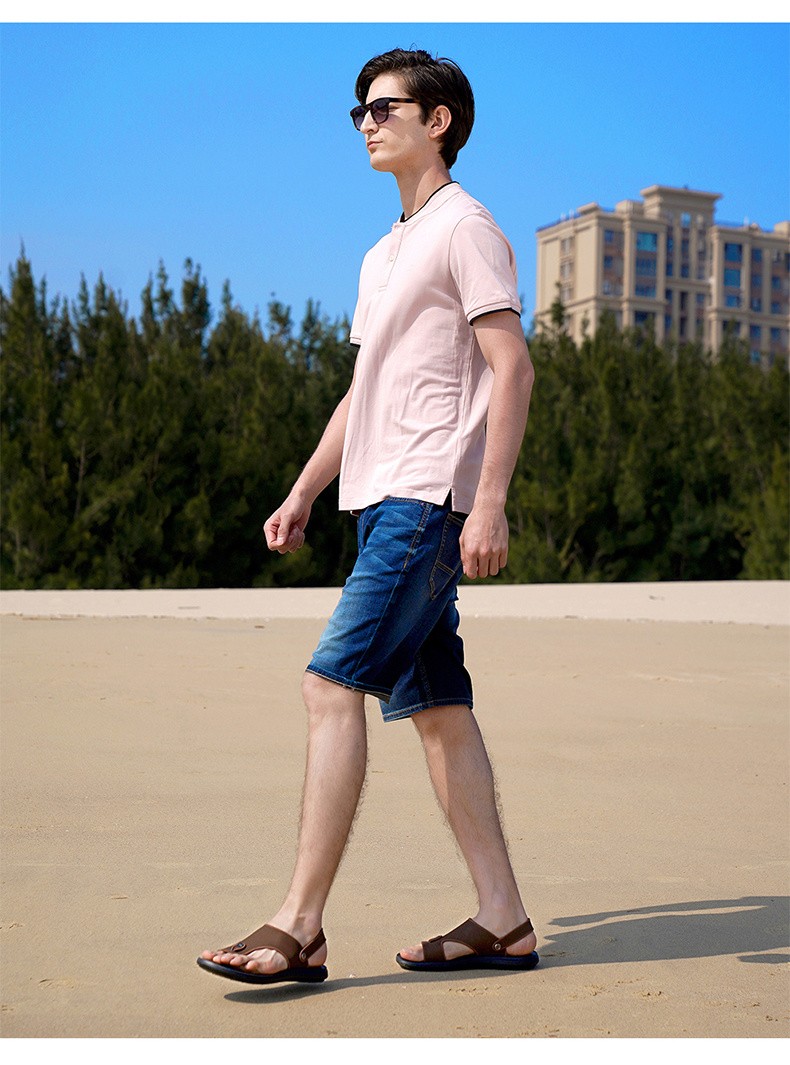 gdgy凉鞋男夏季新品两穿拖鞋男鞋舒适百搭户外夹趾凉鞋男溯溪鞋男棕色