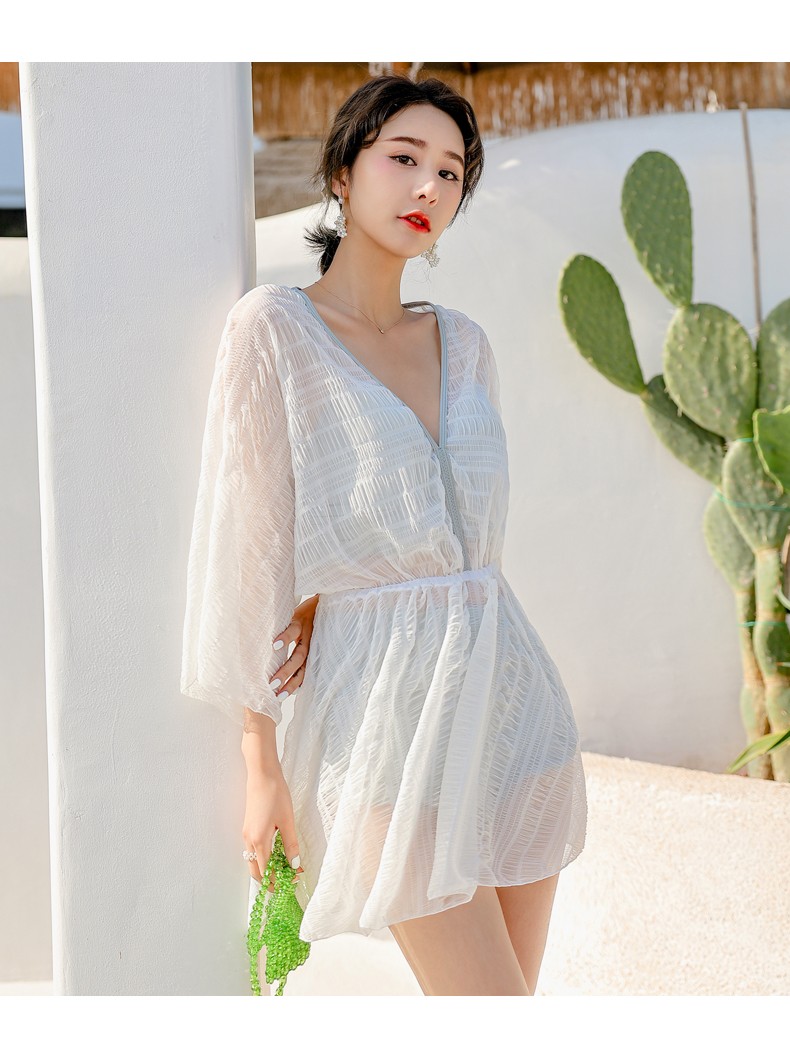 柯帛(kebo)泳衣女胖mm比基尼性感韩国ins温泉高腰遮肉显瘦分体三件套