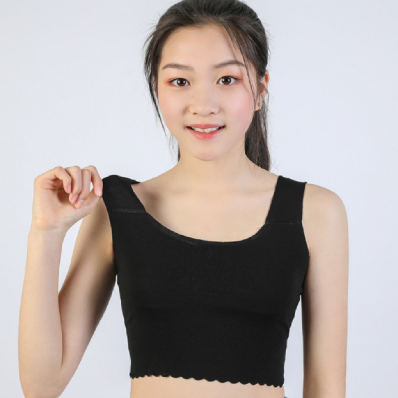 隆京啸少女内衣女初中高中学生发育期小背心防凸点女童大童薄款胸垫