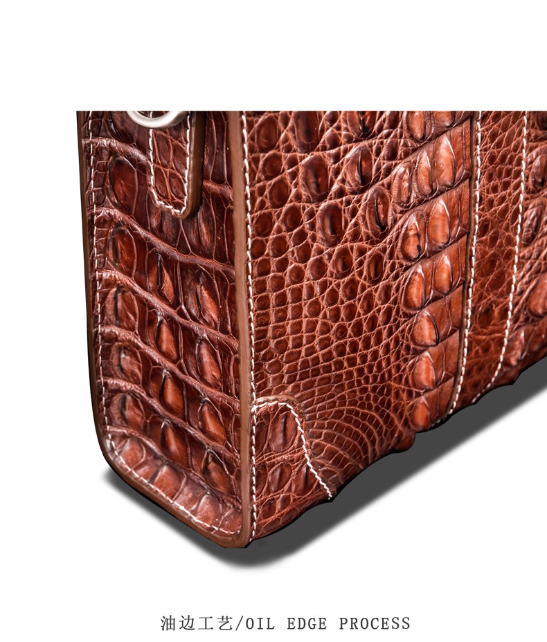 蒙戈卡泰国鳄鱼皮公文包潮流时尚男包休闲商务大容量横款手提包笔记本