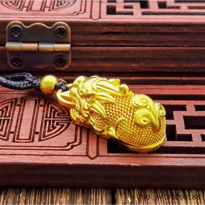 涵琪珠宝古法足金999镂空铜钱貔貅吊坠黄金平安财坠子送爱人生日节日