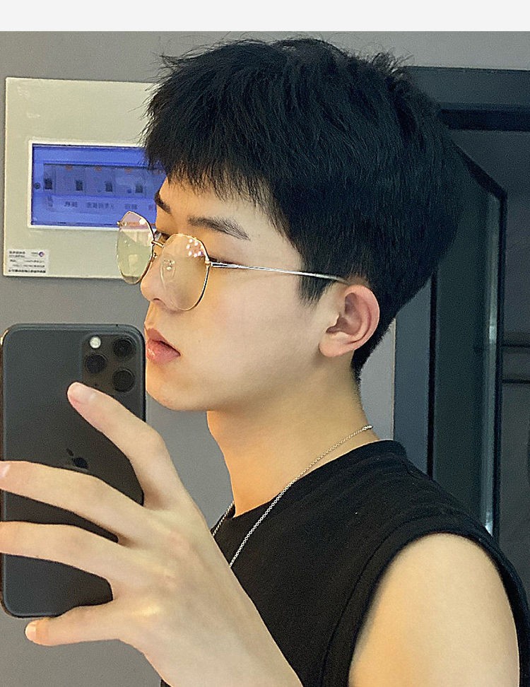 眼镜男防蓝光潮个性文艺日系网红细框平光镜近视男款有度数伊瑟卡斐银