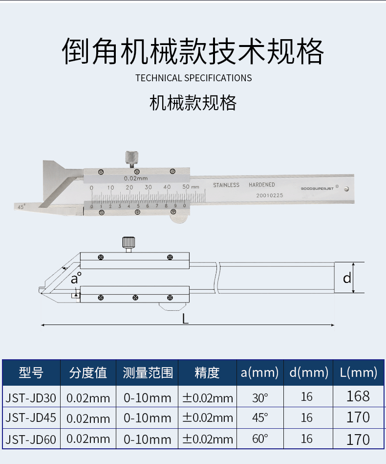 goodsuperjst高精度数显倒角尺45度30度倒角规010mm内置无线倒角测量