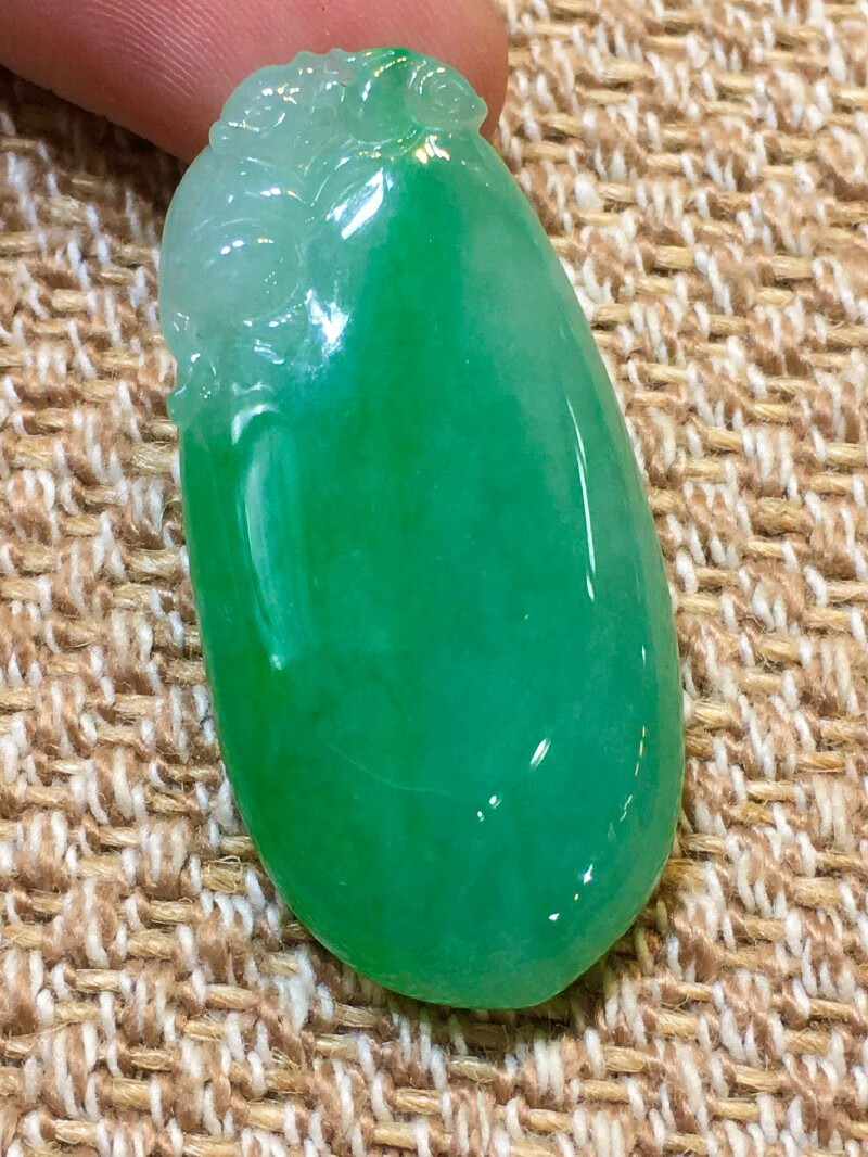 绿翠天成 翡翠冰种阳绿福瓜吊坠 冰种翡翠缅甸天然a货玉石平安玉坠