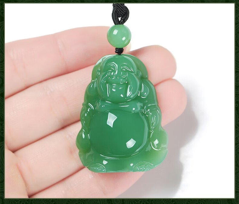 星星草和田玉碧玉鸭蛋青大肚弥勒佛吊坠女款挂件站佛女士佛公玉坠自戴