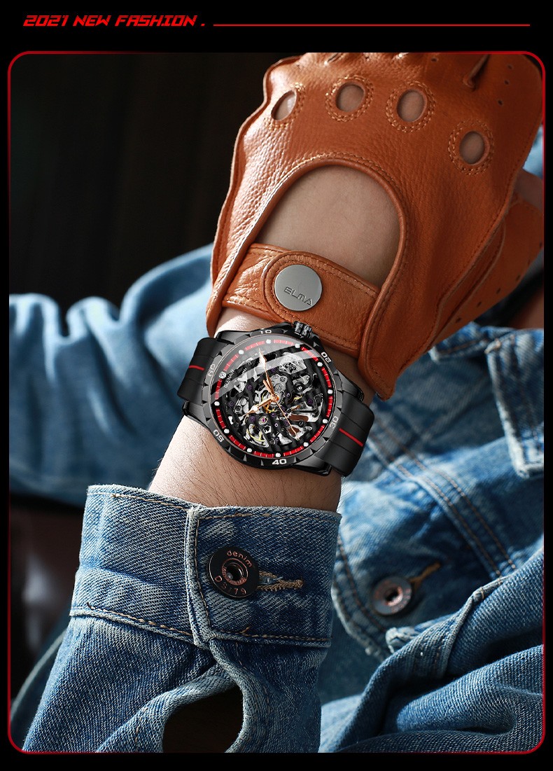 格伦glenaw品牌高档手表男全自动机械表男表镂空夜光防水潮流腕表