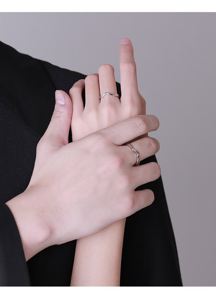 英国daisy beauty钟久久戒指情侣对戒925银一对活口男女学生情侣款