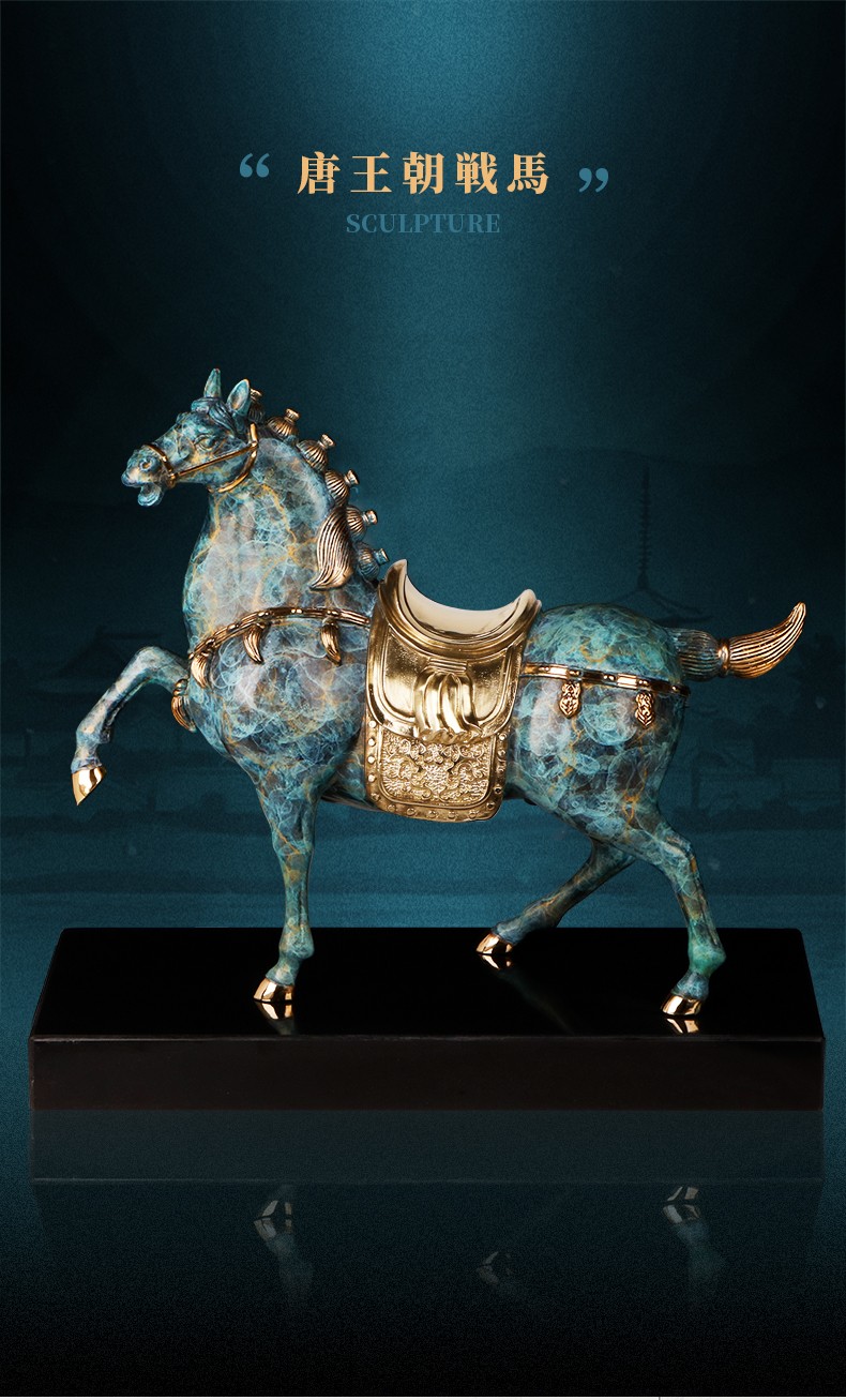 唐偆居办公室摆件高端艺术品将军唐马铜马摆件家居装