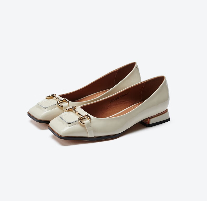 zsbella赛斯贝拉方头浅口鞋一脚蹬漆面百搭女鞋单鞋2022春新鞋