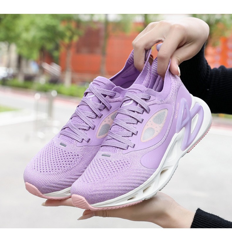 匹克跑步鞋女悦跑8代2021年冬季网面透气缓震回弹休闲慢跑鞋系列粉