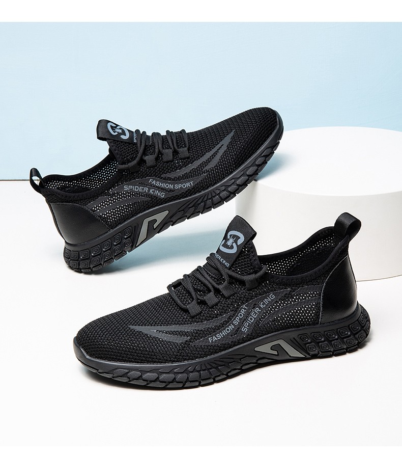 蜘蛛王男鞋夏季网鞋男士飞织运动休闲鞋减震户外百搭青