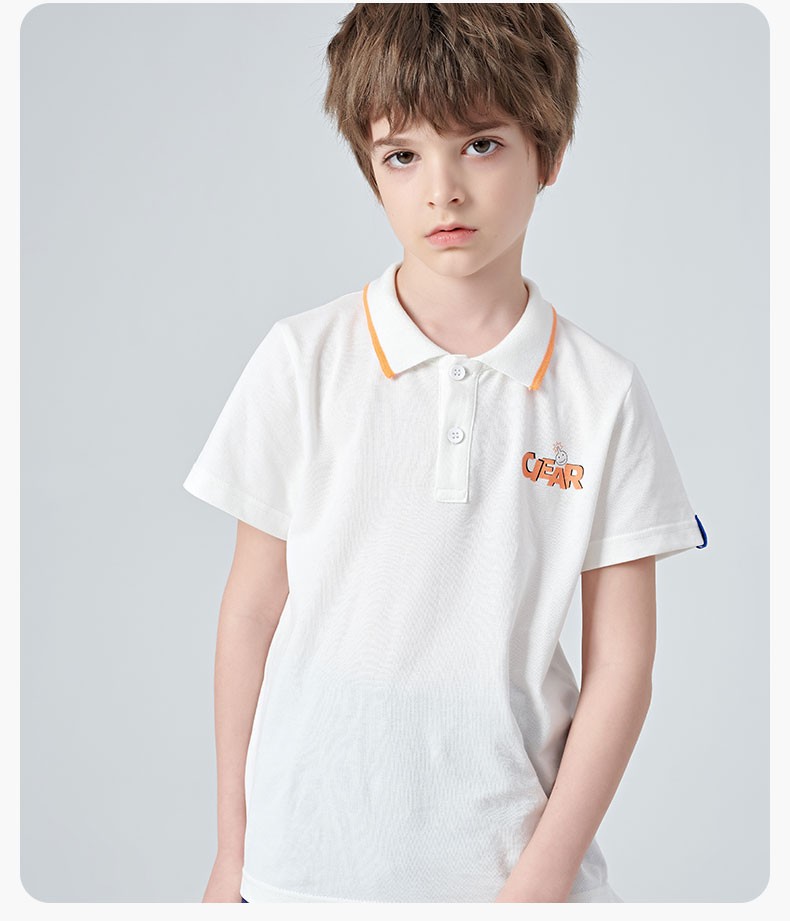 euv儿童短袖t恤男童女童polo衫新款男孩翻领t恤中大童夏季上衣粉色