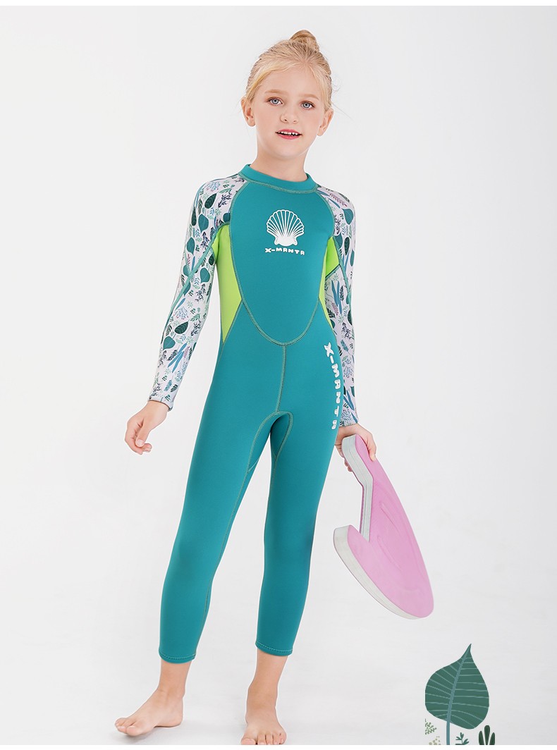 dive&sail儿童泳衣女中大童潜水服女童长袖连体保暖防寒女孩泳装宝宝