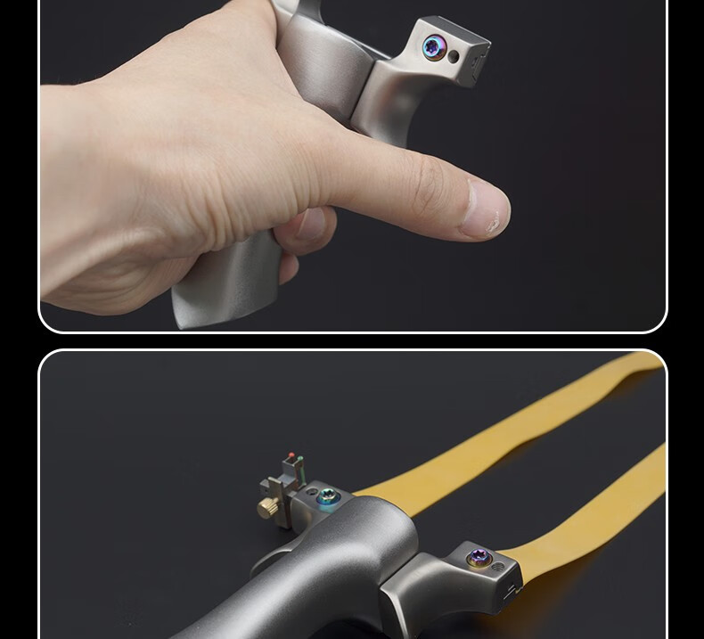 弹弓新款升级加强款钛合金高精准弹弓户外成人竞技专业蛋弓加厚大力扁