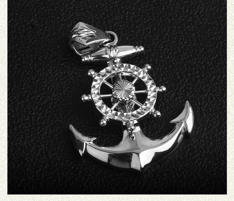 gsung铂金pt950转动船锚船舵吊坠立体款大气白金男士吊牌项链挂坠以