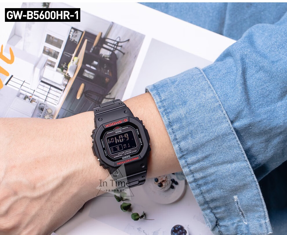 卡西欧(casio)手表 g-shock光动能电波蓝牙小方块手表男 gw-b5600bc-1