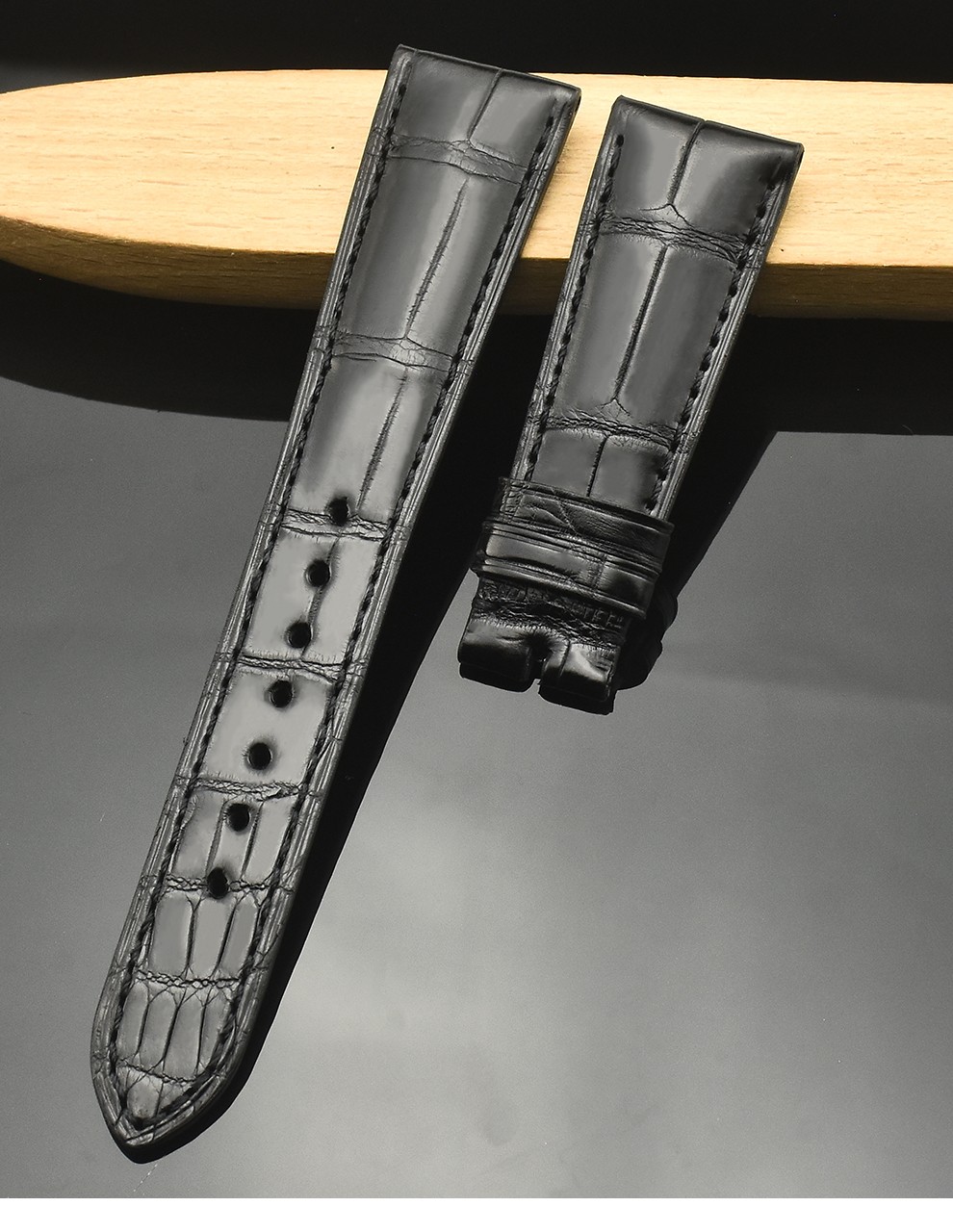 适用百达翡丽系列表带真皮男士表带514652965227双面鳄鱼皮表带手表链