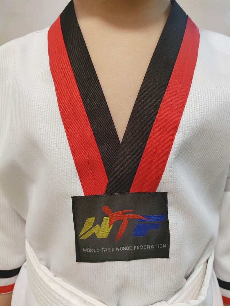 跆拳道服儿童衣服纯棉短袖男女服装夏季抬拳道训练道服装小雨点160黑