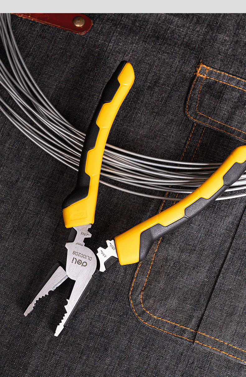 得力deli工业级五金工具夹钳8寸多功能省力型钢丝钳老虎钳子断线钳多